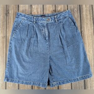 Basic Additions Size 14 Pleated Vintage Denim Jean Mom Shorts Retro Vibe
